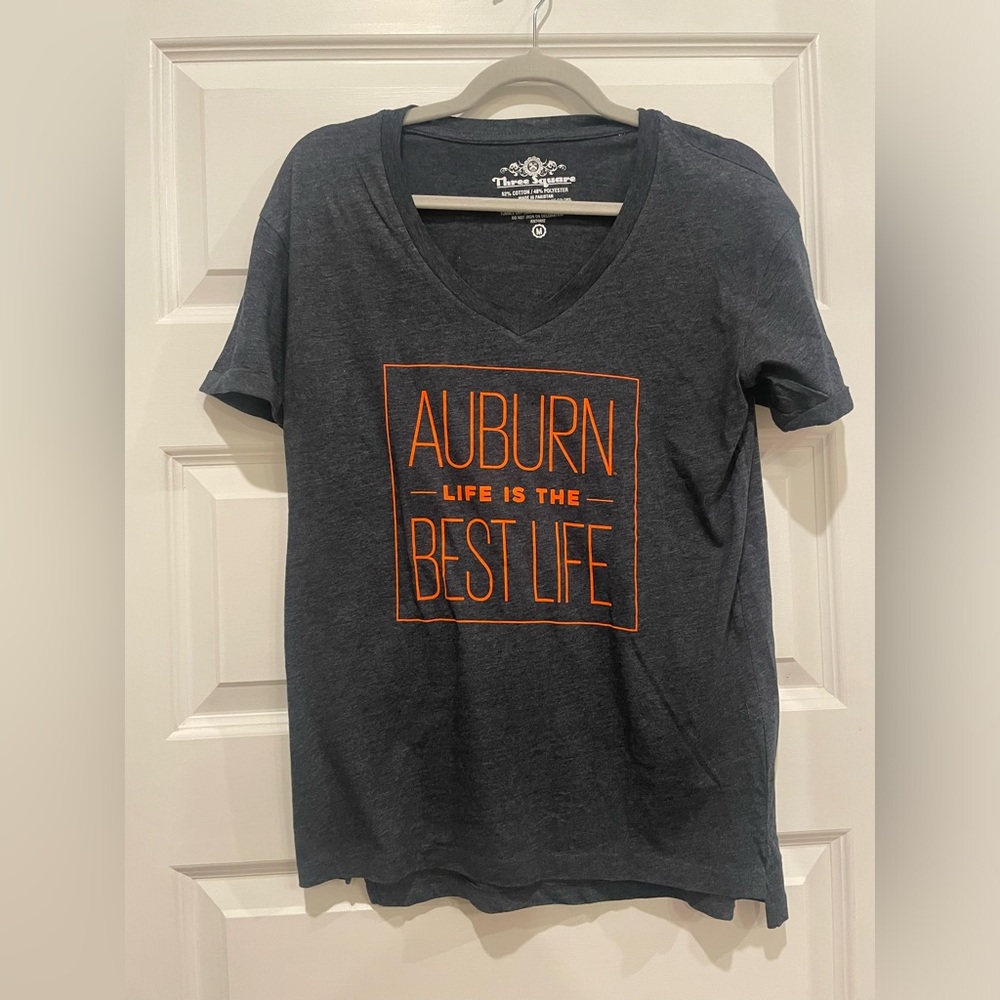 Three Square- Navy Auburn Tigers Vneck- Size Medium